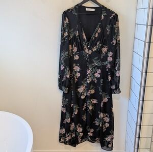 ASTR The Label Black Chiffon Cottagecore Floral Maxi Dress XL